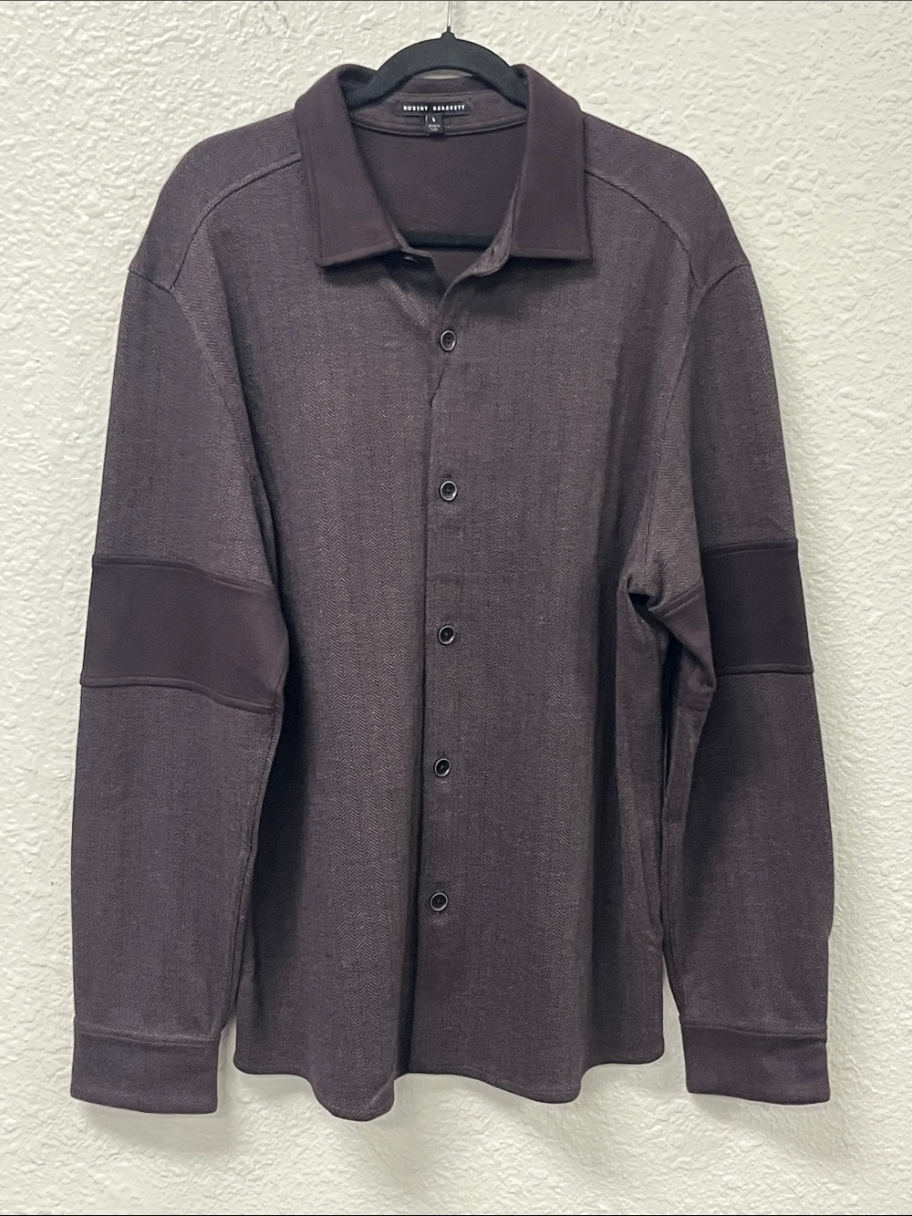 Robert Barakett Purple Herringbone Knit Button-Front Shirt Jacket NWOT
#1185